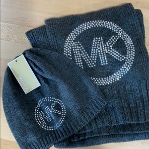 Michael Kors Bling Logo Scarf and Hat Set